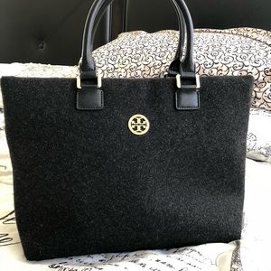 Tory burch Flannel Dena Black Tote melange